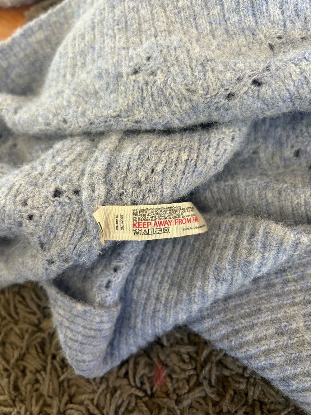 Intimately Free People C.O.Z.Y. Pointelle Light Blue Oversized Knit Sweater XS/S - Picture 9 of 11
